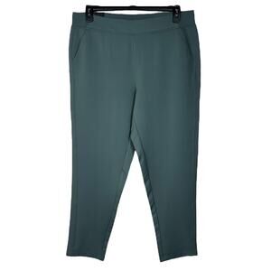 32 Degrees Cool Large Pants Flat Front Pull-On Pockets High-Rise Balsam Green